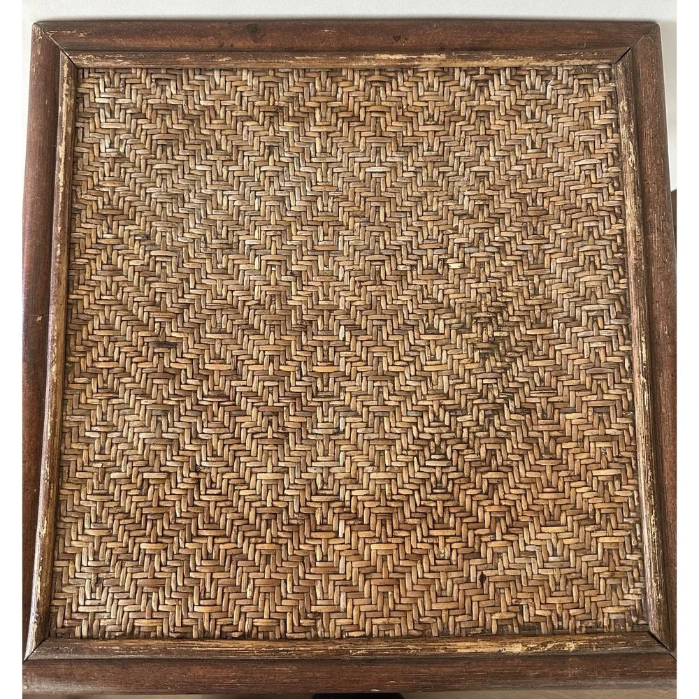 1980 bamboo & Cane Colonial Style- Bombay Company End Table W/ Shelf